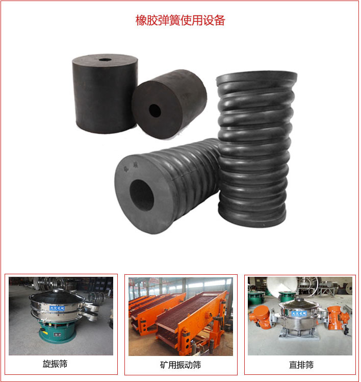 橡膠彈簧適用設備：旋振篩，礦用振動篩，直排篩等