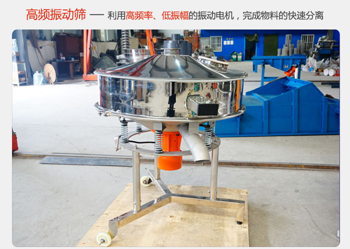該產品利用高振動頻率低振幅的振動電機，完成物料的快速分離。