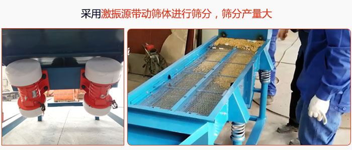 采用激振源帶動篩體進行篩分，篩分產(chǎn)量大。