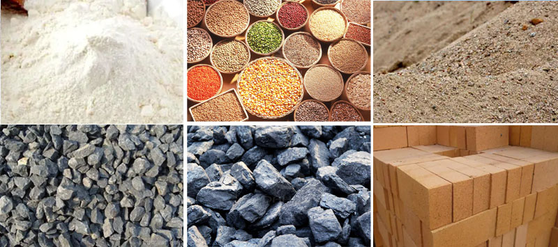 風(fēng)冷式直線振動篩可篩分物料有：耐火材料，糧食，沙土，石子等。